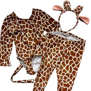 Size 2T toddler Giraffe Print long sleeve leotard, Leggings, Headband set
